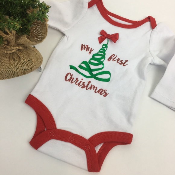 "My First Christmas" Girls Bodysuit NEW - Picture 1 of 6